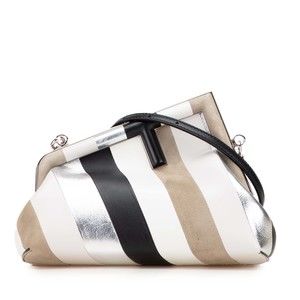 Pre-Loved Fendi Small Fendi First Leather and Suede Striped Crossbody
